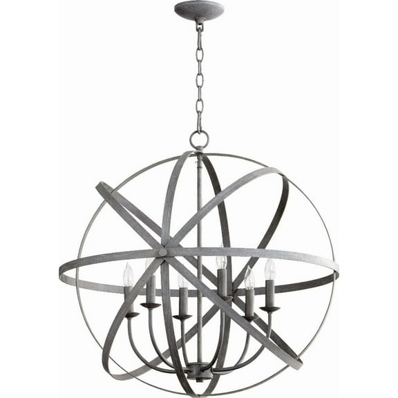 6009-6-17 Quorum Lighting Celeste - 6 Light Sphere Chandelier in style - 25.5 inches wide by 27 inches high-Zinc Finish    -Traditional Installation