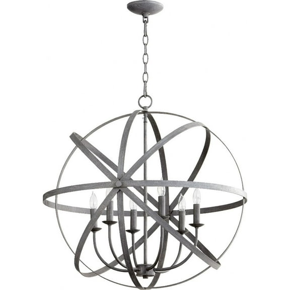 6009-6-17 Quorum Lighting Celeste - 6 Light Sphere Chandelier in style - 25.5 inches wide by 27 inches high-Zinc Finish -Traditional Installation
