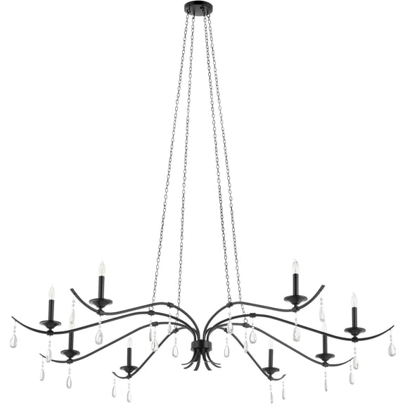 602-8-59 Quorum Lighting Lorelei - 8 Light Chandelier-22 Inches Tall and 64 Inches Wide-Matte Black Finish