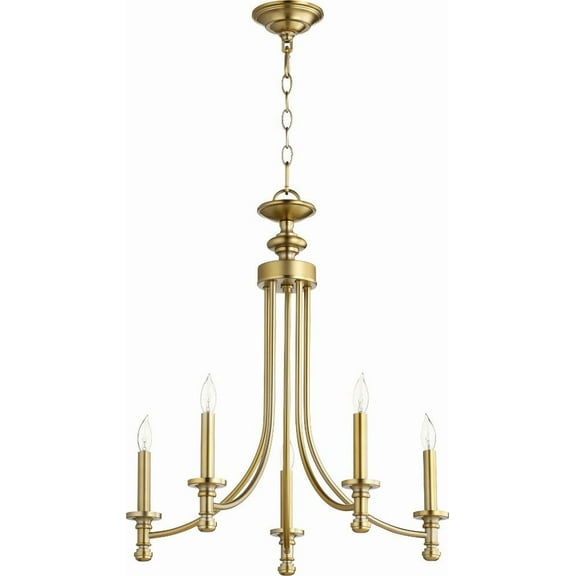 5 Light Chandelier In Quorum Home Collection Style 22 Inches Wide By 25.25 Inches High-Aged Brass Finish    -Traditional Installation Quorum Lighting