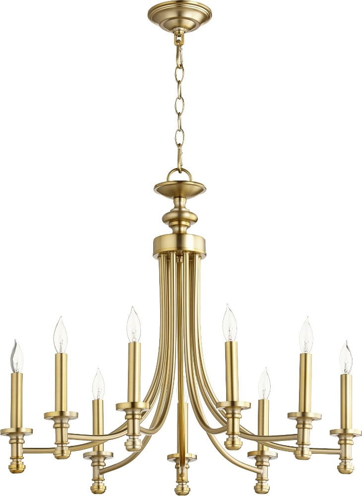 Aged Brass Crystal 9-Light Candle Chandelier
