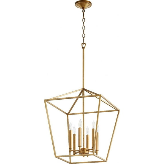 Quorum Lighting Gabriel 6-Light Entry Pendant, Gold Leaf, 17W x 21H
