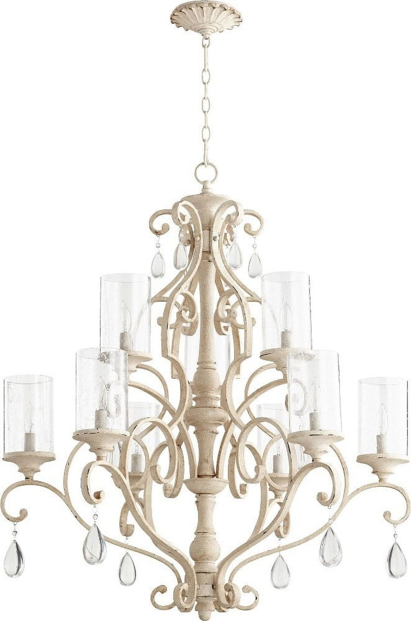 San Miguel Persian White 9-Light Chandelier with Clear Seeded Shades