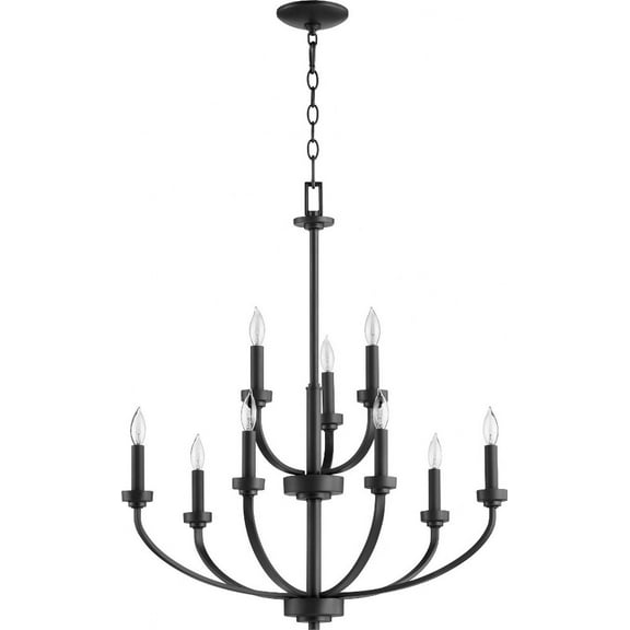 6160-9-69-Quorum Lighting-Reyes - 9 Light 2-Tier Chandelier in Quorum Home Collection style - 31.25 inches wide by 30.5 inches high     -Traditional