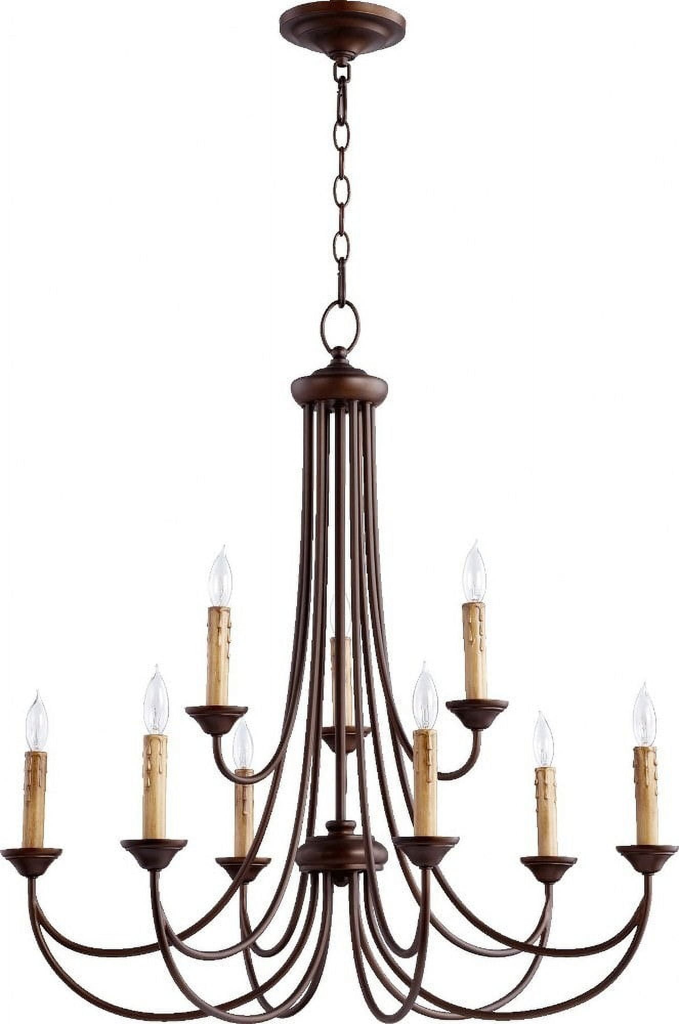 Elegant Oiled Bronze 9-Light Transitional Chandelier