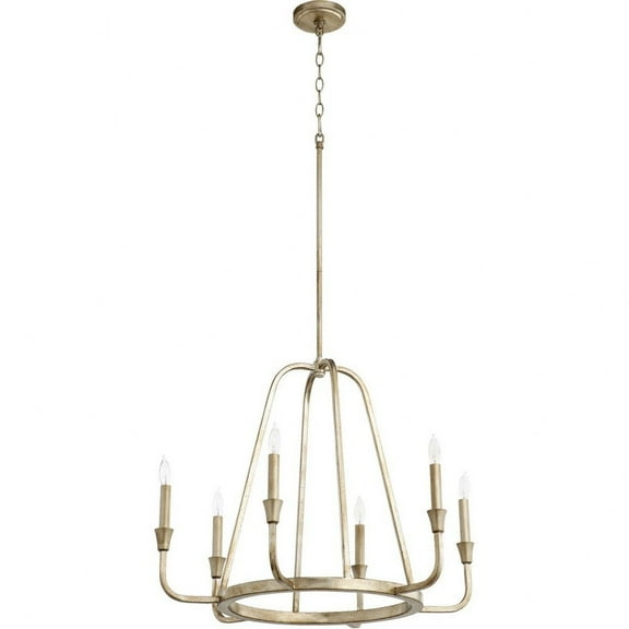 Quorum International 6314-6 Marquee 6 Light 28" Wide Taper Candle Ring Chandelier - Silver