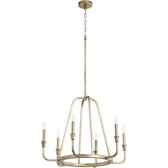 Quorum International 6314-6 Marquee 6 Light 28" Wide Taper Candle Ring Chandelier - Silver