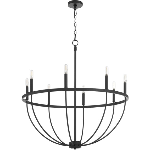 6374-8-59 Quorum Lighting Tribute - 8 Light Chandelier-34 Inches Tall and 32 Inches Wide-Matte Black Finish -Traditional Installation