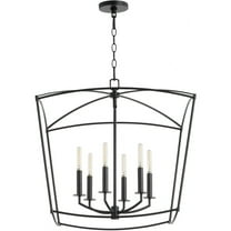 6412-6-59-Quorum Lighting-Mantle - 6 Light Pendant-23.5 Inches Tall and 23.25 Inches Wide-Matte Black Finish -Traditional Installation