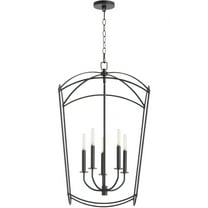 6812-5-59-Quorum Lighting-Mantle - 5 Light Entry Foyer-31.5 Inches Tall and 19 Inches Wide-Matte Black Finish    -Traditional Installation