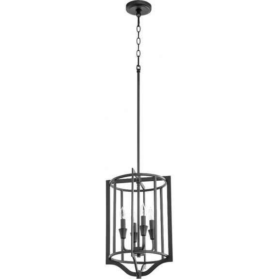 6814-4-69-Quorum Lighting-Marquee - 4 Light Pendant In Traditional Style-18.75 Inches Tall and 12 Inches Wide-Textured Black Finish -Traditional