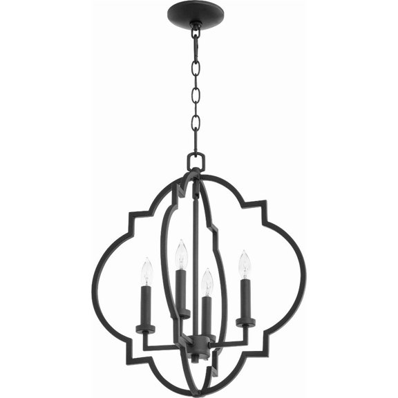 Quorum Lighting Dublin 4-Light Pendant, Noir Finish, 18 Width, 21 Height