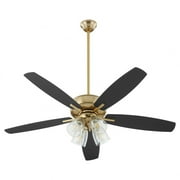 Quorum Lighting Breeze 52 5-Blade Aged Brass Ceiling Fan with LED Lights