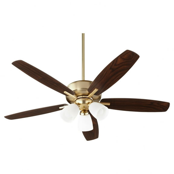Quorum Lighting Breeze 52 5-Blade LED Ceiling Fan, Aged Brass Finish, 3-Light Kit, 3-Speed Variable Control