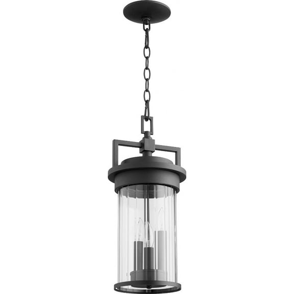 Quorum Lighting Dimas 3-Light Noir Pendant, 8 Width, 18.25 Height, Chain Hanging, Incandescent, Damp Rated