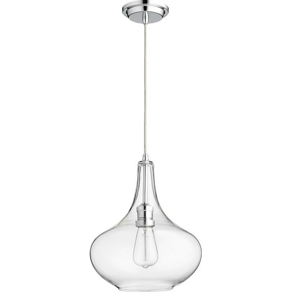 8004-14 Quorum Lighting 1 Light Pendant in Transitional style - 11.25 inches wide by 15.5 inches high-Chrome Finish    -Traditional Installation