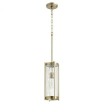 809-80 Quorum Lighting Chisseled - 1 Light Pendant in Transitional style - 6.5 inches wide by 15.5 inches high-Aged Brass Finish    -Traditional