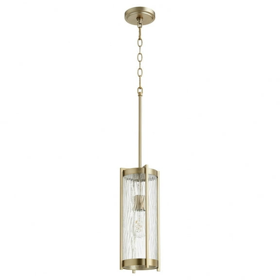 809-80 Quorum Lighting Chisseled - 1 Light Pendant in Transitional style - 6.5 inches wide by 15.5 inches high-Aged Brass Finish    -Traditional