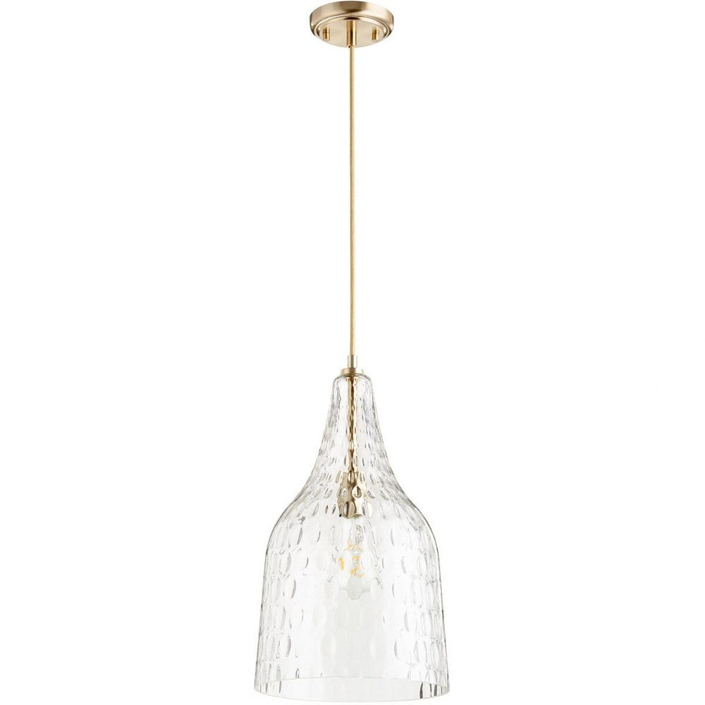 Aged Brass and Clear Glass 10" Pendant Light