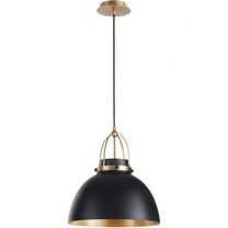 823-5980-Quorum Lighting-1 Light Pendant In contemporary Style-16.25 Inches Tall and 15 Inches Wide-Matte Black/Aged Brass Finish -Traditional