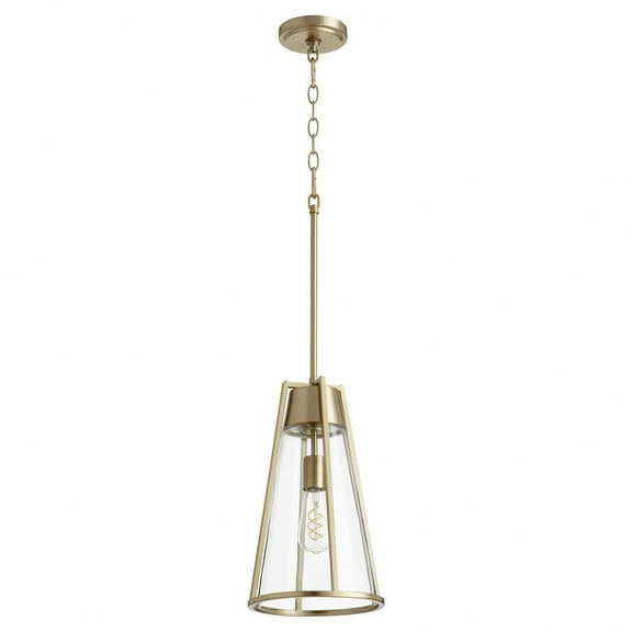 826-80 Quorum Lighting Pylon - 1 Light Pendant in Transitional style - 9 inches wide by 15.5 inches high-Aged Brass Finish -Traditional