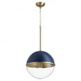 thumbnail image 1 of 83-12-3280 Quorum Lighting 12.75 Inch 1 Light Sphere Pendant-Blue/Aged Brass Finish    -Traditional Installation, 1 of 3