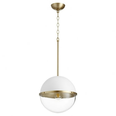 83-12-0880-Quorum Lighting-12.75 Inch 1 Light Sphere Pendant-Studio White/Aged Brass Finish    -Traditional Installation
