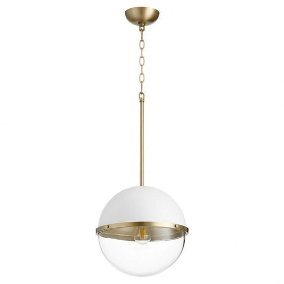 83-12-0880 Quorum Lighting 12.75 Inch 1 Light Sphere Pendant-Studio White/Aged Brass Finish    -Traditional Installation