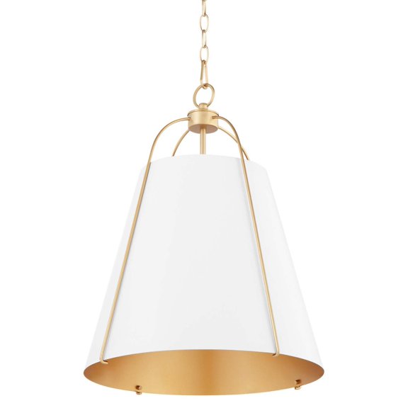 Quorum International 861-3 Ellen 3 Light 18" Wide Pendant - Studio White / Aged Brass