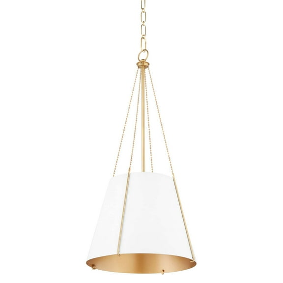 Quorum International 862-1 Denise 15" Wide Pendant - Studio White / Aged Brass