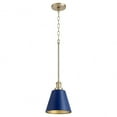 thumbnail image 1 of 877-3280 Quorum Lighting 1 Light Cone Pendant in Transitional style - 8 inches wide by 9.75 inches high-Blue/Aged Brass Finish    -Traditional, 1 of 4