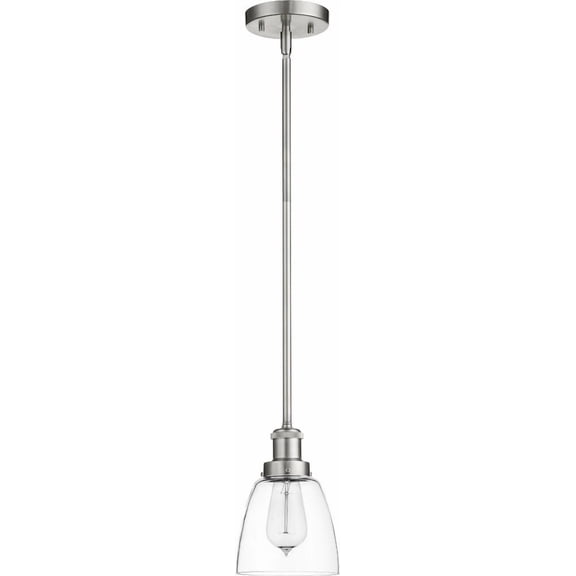 878-165 Quorum Lighting 1 Light Bell Pendant in Transitional style - 5.5 inches wide by 8 inches high-Satin Nickel Finish