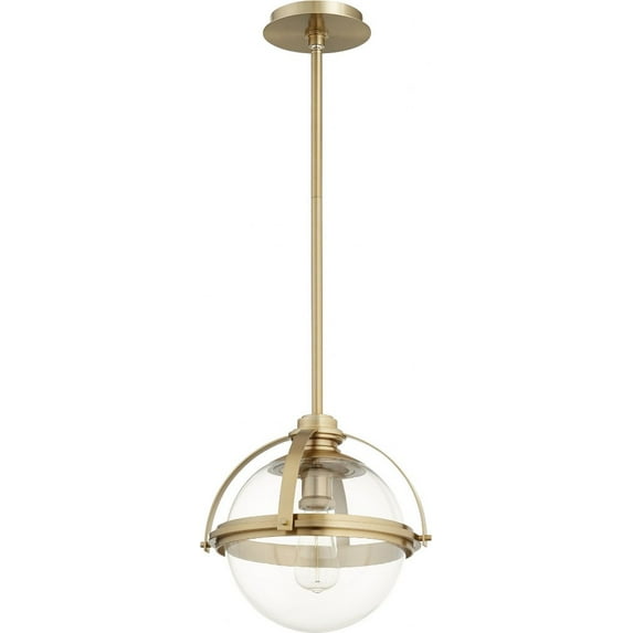 88-13-80 Quorum Lighting Meridian - 1 Light Globe Pendant in Transitional style - 12.5 inches wide by 12 inches high-Aged Brass Finish