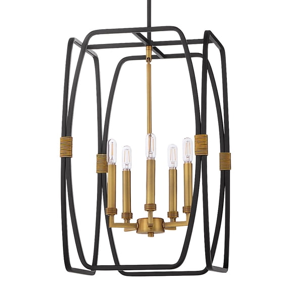 Quorum International 880-5-5947 Bishop 5 Light 15" Wide Taper Candle Pendant - Black