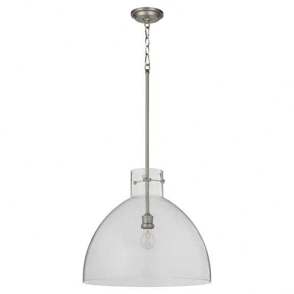 8932-65 Quorum Lighting 1 Light Dome Pendant in Transitional style - 18.5 inches wide by 17 inches high-Satin Nickel Finish    -Traditional