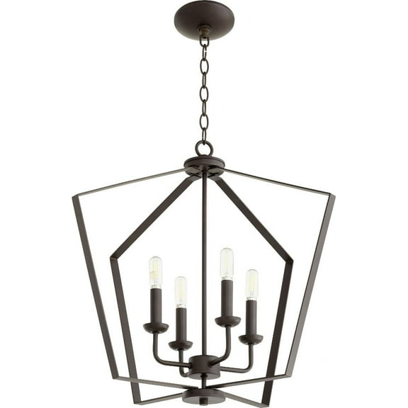 894-4-86 Quorum Lighting 4 Light Entry Pendant in Quorum Home Collection style - 23 inches wide by 21 inches high-Oiled Bronze Finish    -Traditional