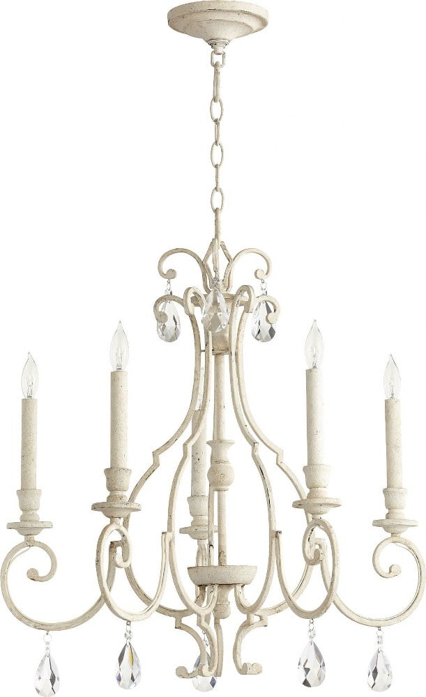 Elegant Persian White 5-Light Transitional Chandelier with Candle Bulbs