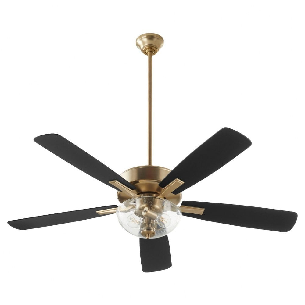 Ovation 52" Aged Brass Ceiling Fan with Matte Black Blades