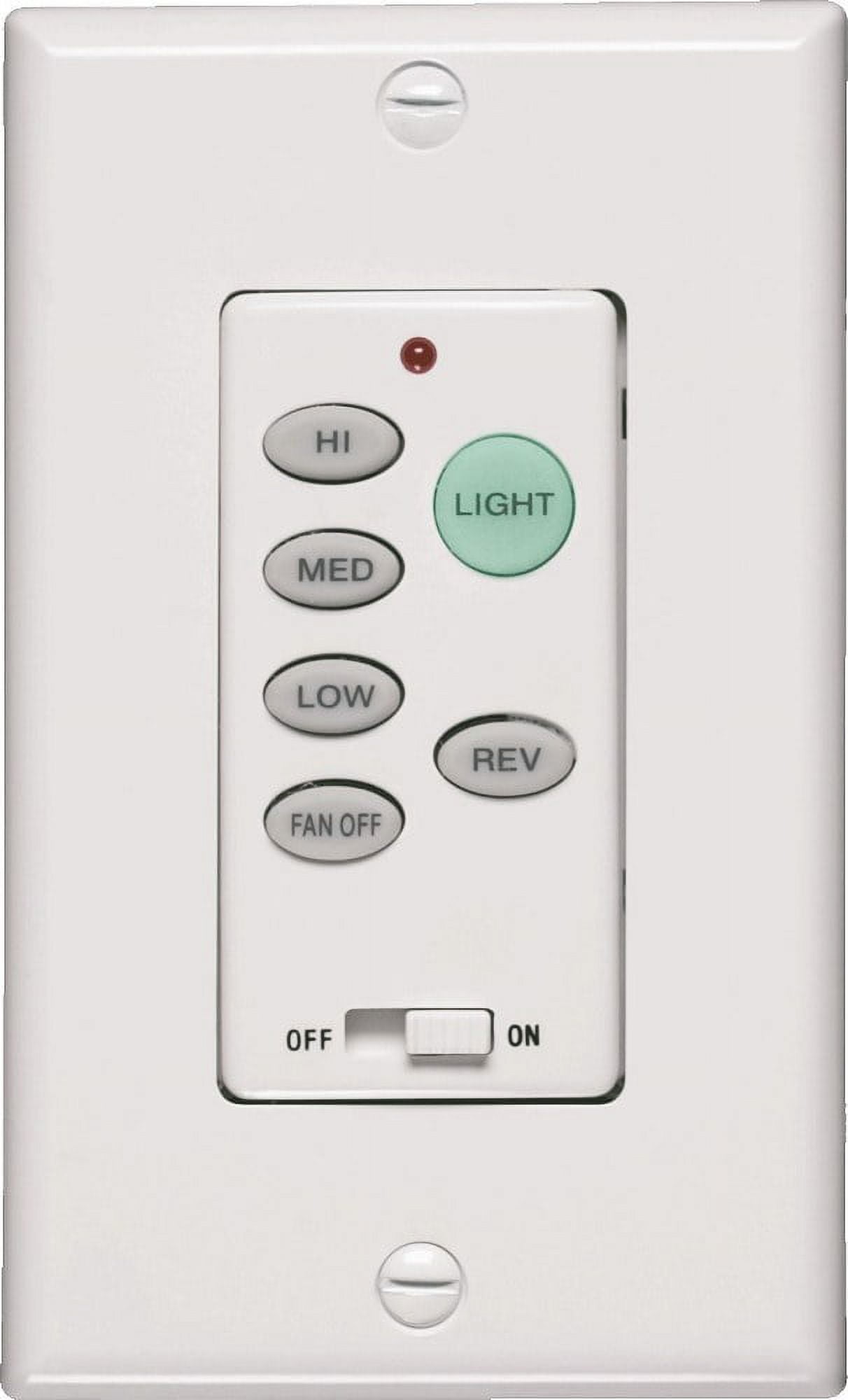 White Wall-Mounted Fan Control with Light Switch
