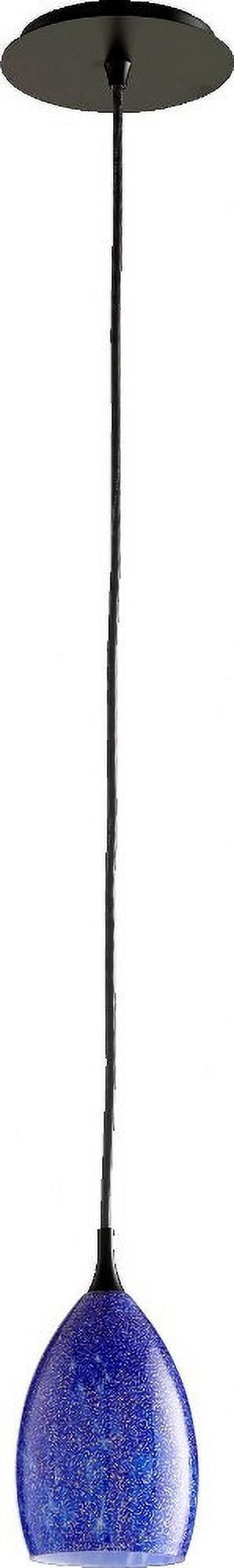 Cobalt Blue Glass Pendant Light with Old World Finish