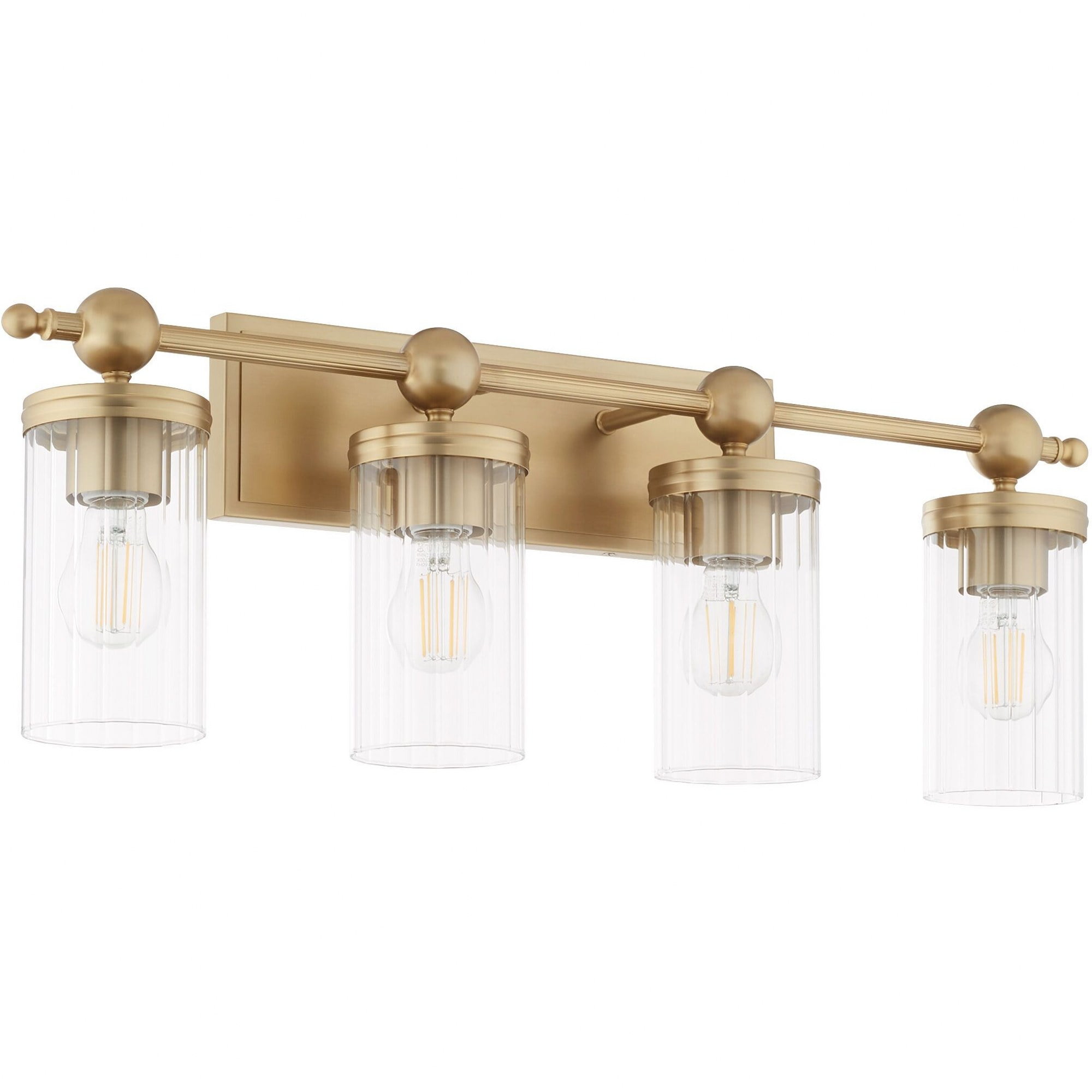 Lee Boulevard 4 - Light Aged Brass Brass Transitional Glass And Steel ...