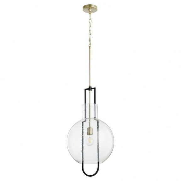 89-14-6980-Quorum Lighting-14 Inch 1 Light Pendant-Noir/Aged Brass Finish    -Traditional Installation