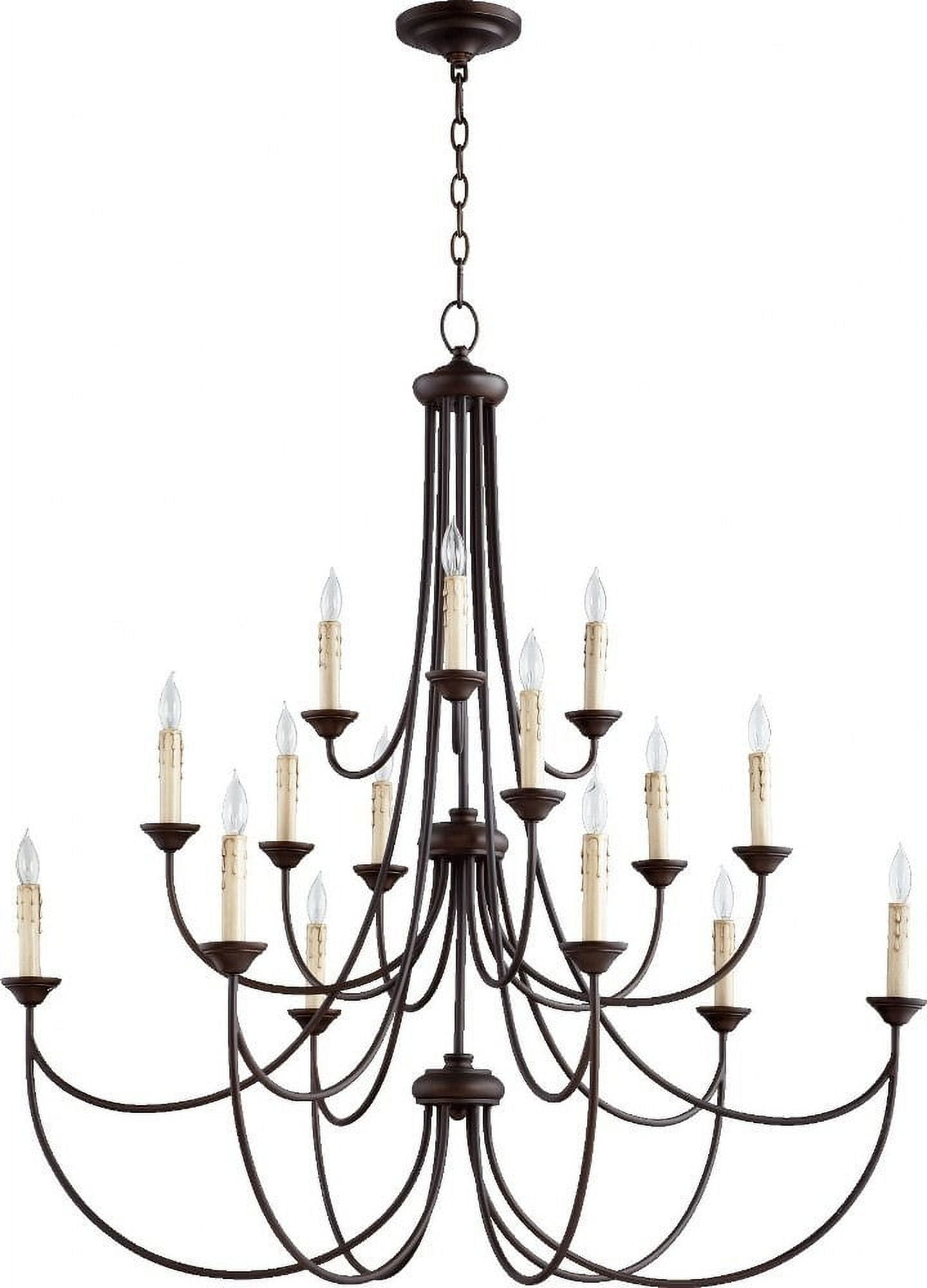 Oiled Bronze 15-Light Candle Style Chandelier