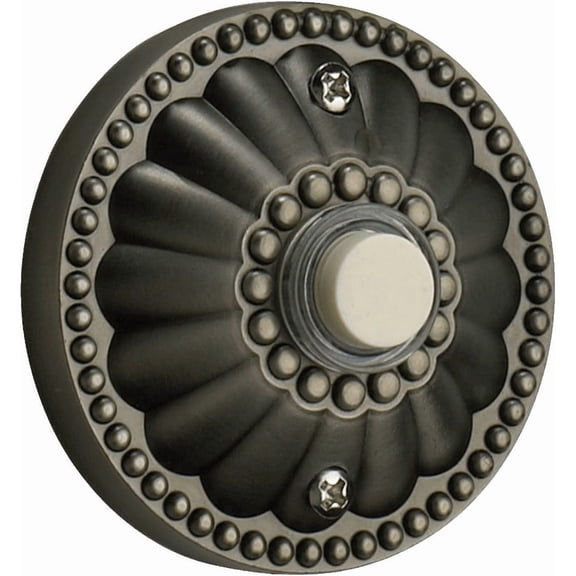 7-306-92 Quorum Lighting Accessory - Elegant Round Door Chime Button In Traditional Style-2.5 Inches Wide-Antique Silver Finish