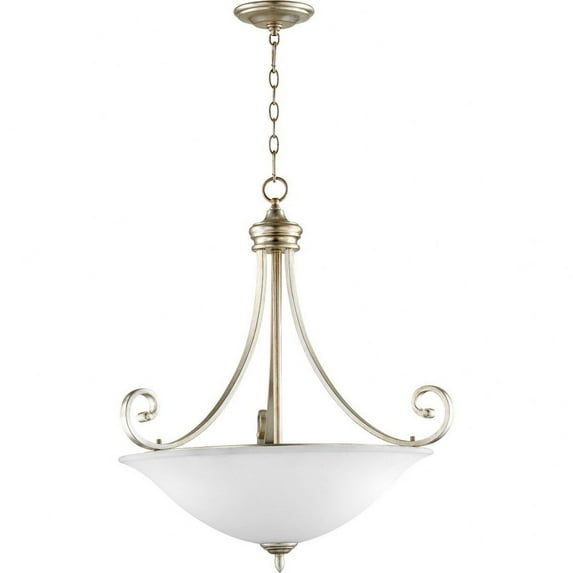 Quorum Lighting Bryant 4-Light Pendant, Aged Silver Leaf, 27.5W x 29.5H, Incandescent, Dry Rated