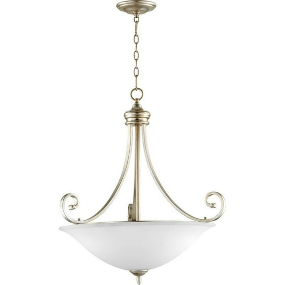 Quorum Lighting Bryant 4-Light Pendant, Aged Silver Leaf, 27.5W x 29.5H, Incandescent, Dry Rated