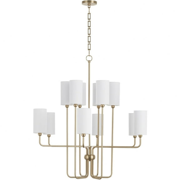 698-12-80-Quorum Lighting-Charlotte - 12 Light Chandelier-37.5 Inches Tall and 37 Inches Wide-Aged Brass Finish    -Traditional Installation