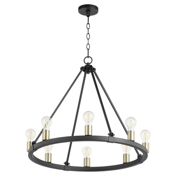 64-8-6980 Quorum Lighting Paxton - 8 Light Chandelier in style - 27 inches wide by 24 inches high-Noir/Aged Brass Finish -Traditional Installation