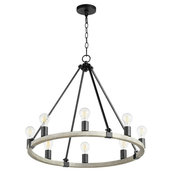 64-8-6941 Quorum Lighting Paxton - 8 Light Chandelier in style - 27 inches wide by 24 inches high-Noir/Weathered Oak Finish -Traditional