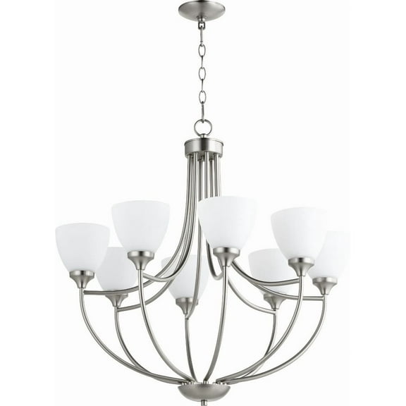 Quorum Lighting Enclave 8-Light Chandelier, Satin Nickel, Clear/Seeded